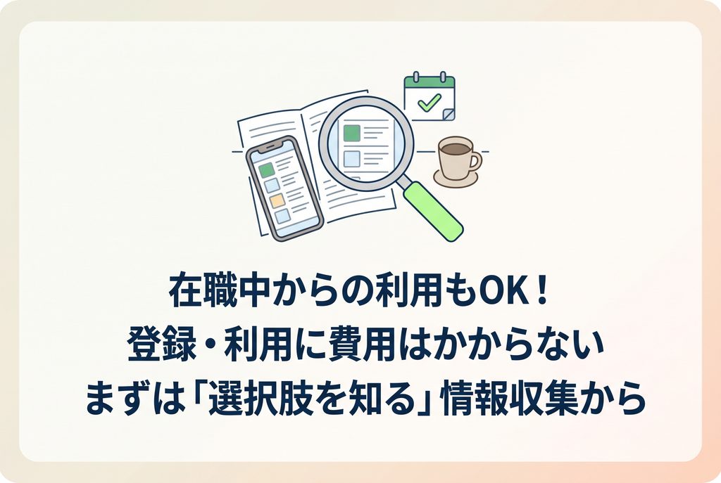建築転職を在職中から情報収集として利用するイメージ