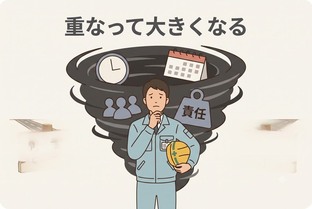 時間・人間関係・責任など複数の負担が重なってしんどくなる施工管理者