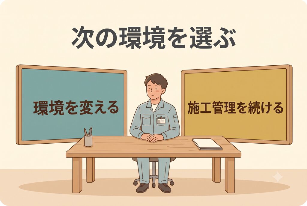 施工管理を続けながら働く環境を変える選択肢を考える人