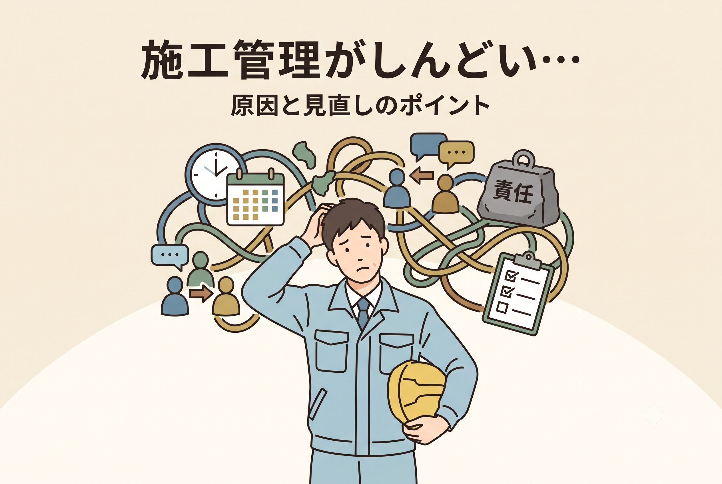 施工管理がしんどい原因と見直したいポイントを整理するイメージ