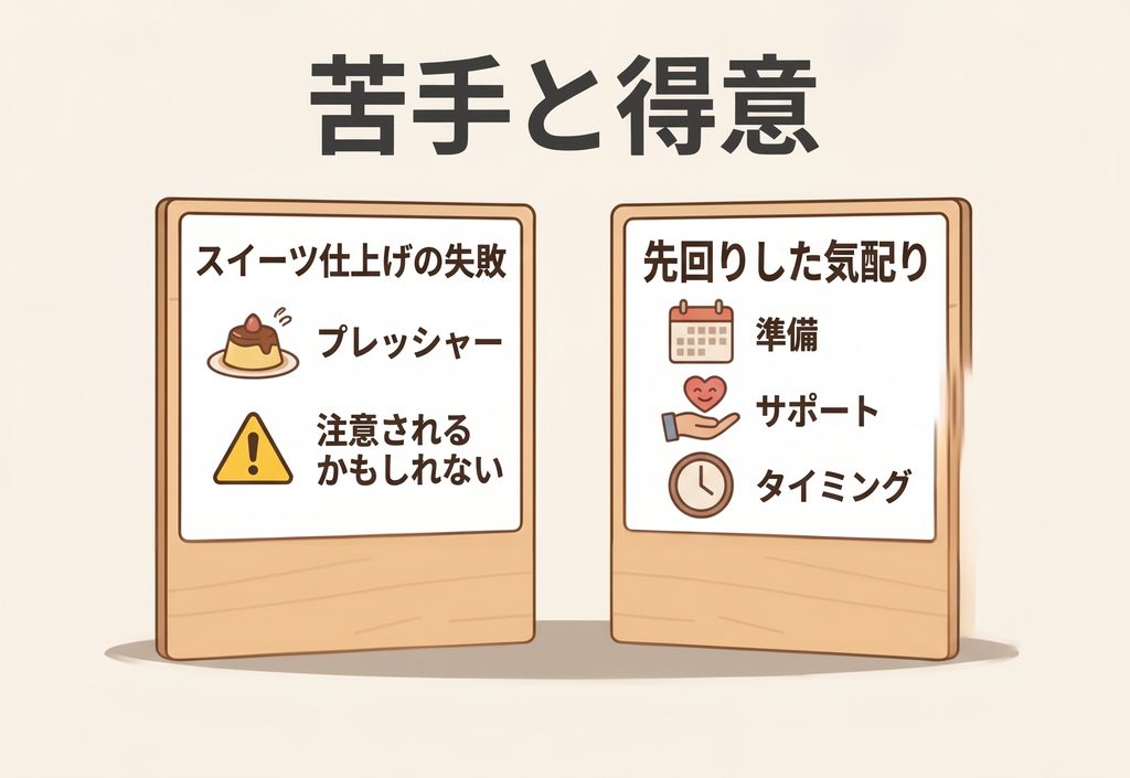 仕事の中に苦手なことと得意なことがある例