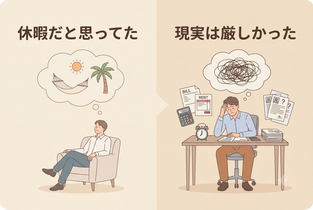 退職後は休暇のように過ごせるという想定と厳しかった現実の比較