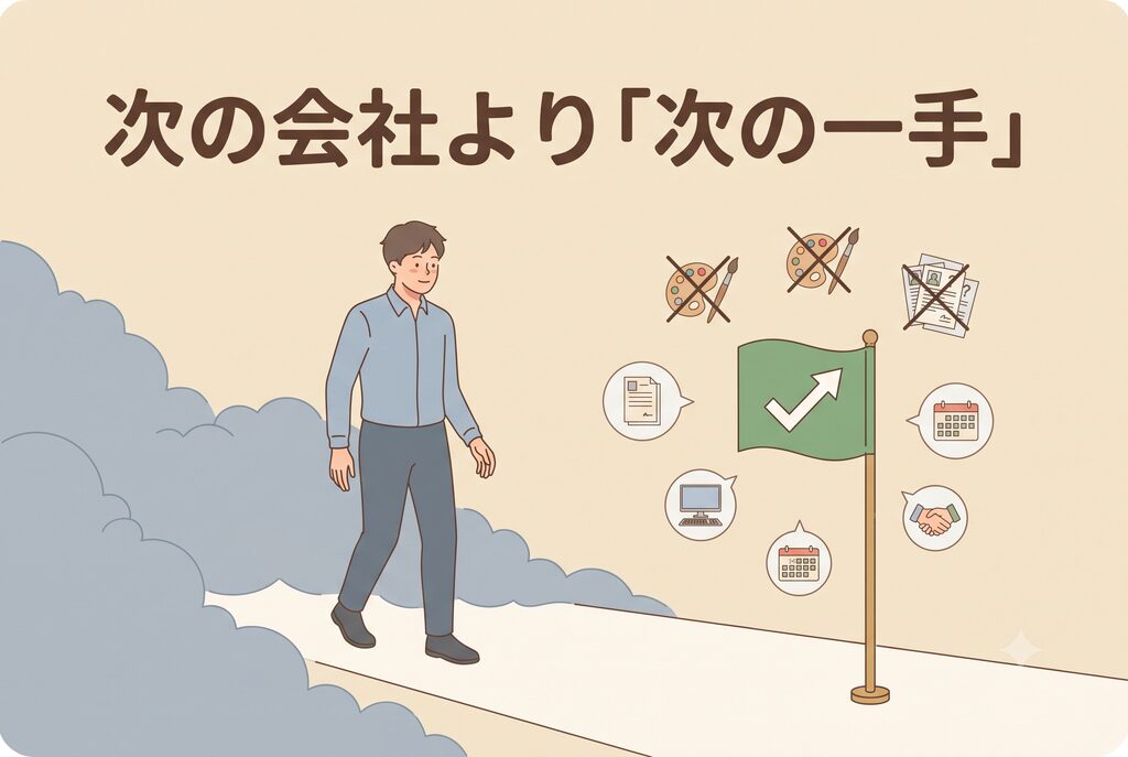 次の会社より退職後の次の一手を考えるイメージ